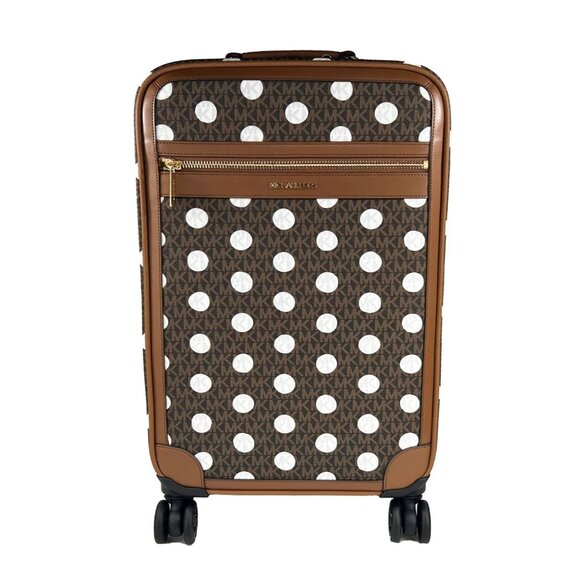 NEW  Michael Kors Travel Small Trolley Rolling Suitcase Carry On Bag Brown - Picture 1 of 7